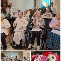 Animazione del canto e fiori per tutte